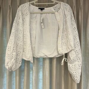 J. Crew White Eyelet Blouse